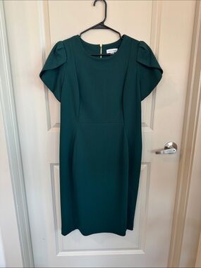 Calvin Klein Teal Green Short Sleeve Sheath Dress